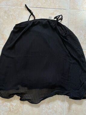 H&M Black Pleated Slip Dress with Spaghetti Straps
